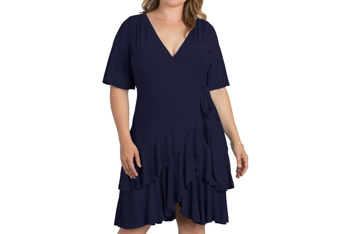 Womens Plus Size Miranda Ruffle Wrap Dress