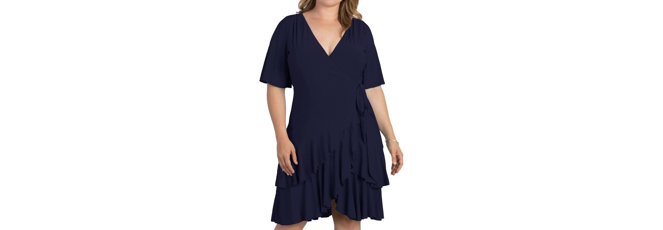 Womens Plus Size Miranda Ruffle Wrap Dress