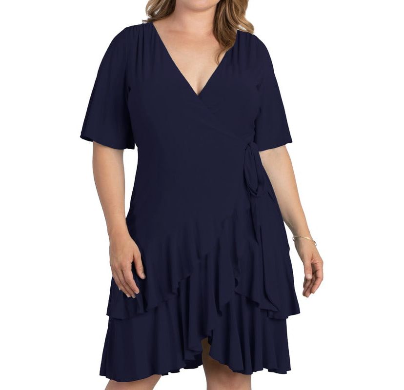 Womens Plus Size Miranda Ruffle Wrap Dress