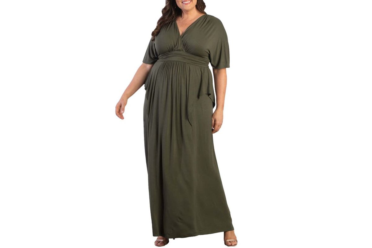 Womens Plus Size Indie Flair Maxi Dress with Kimono Sleeves