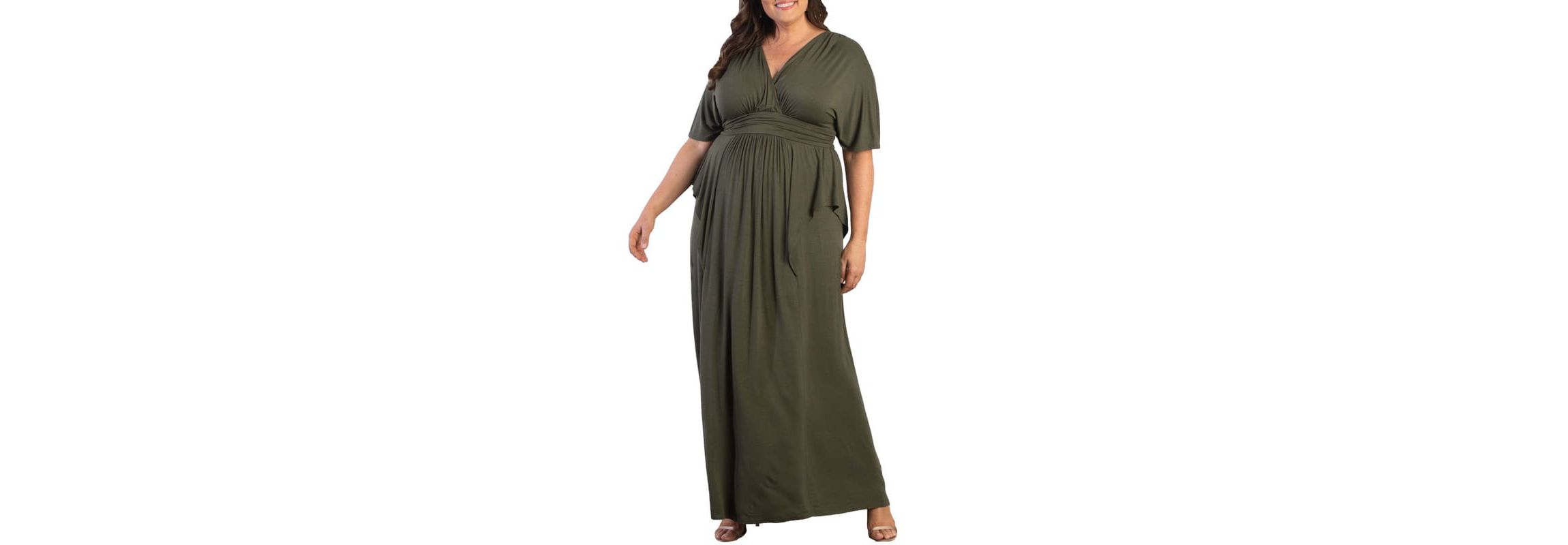 Womens Plus Size Indie Flair Maxi Dress with Kimono Sleeves