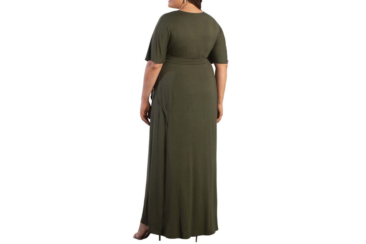 Womens Plus Size Indie Flair Maxi Dress with Kimono Sleeves