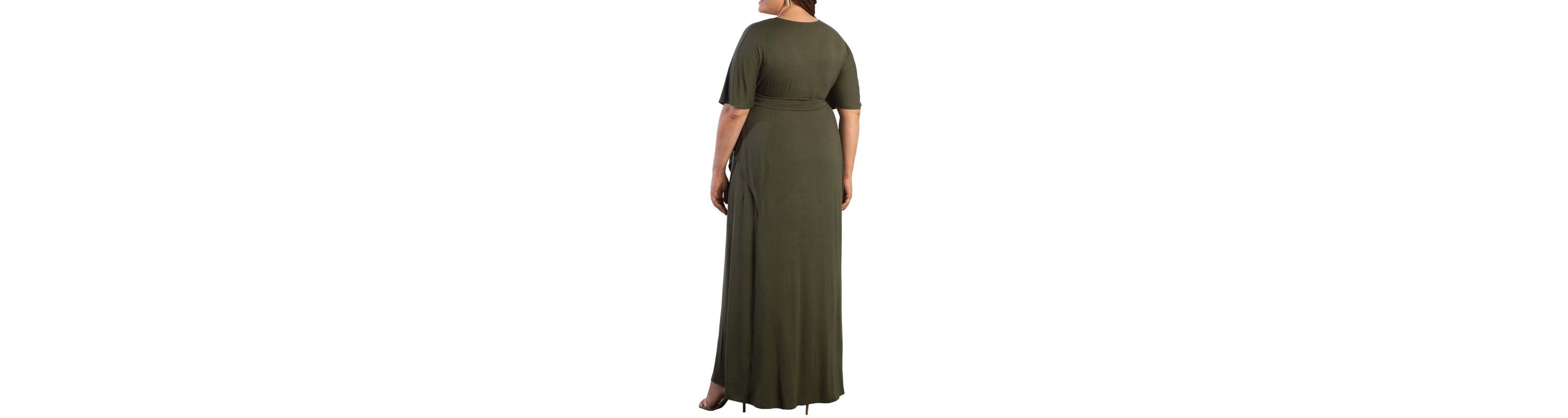 Womens Plus Size Indie Flair Maxi Dress with Kimono Sleeves