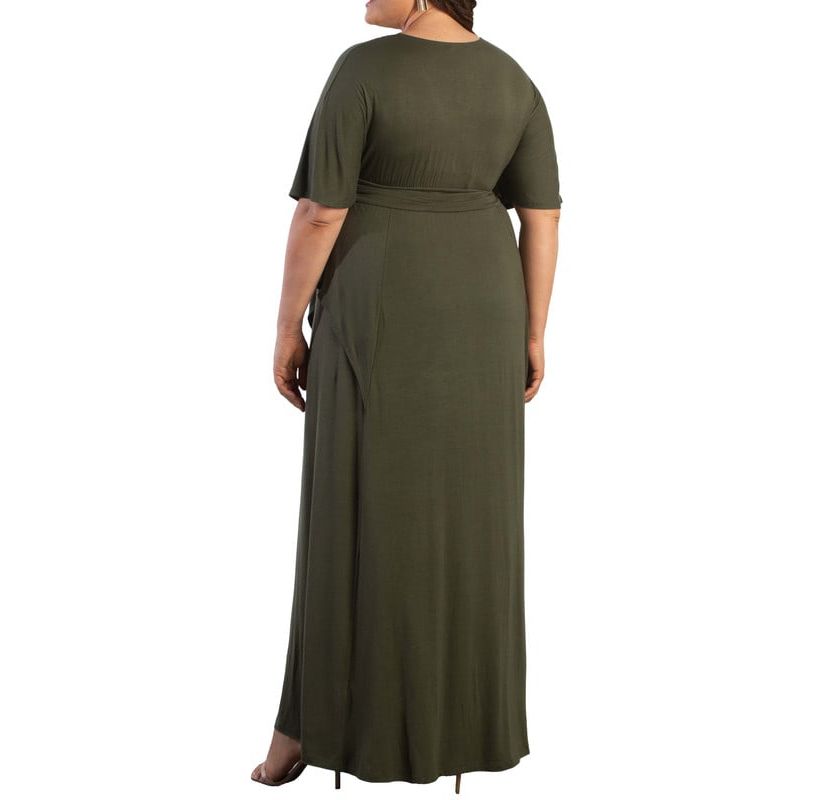 Womens Plus Size Indie Flair Maxi Dress with Kimono Sleeves