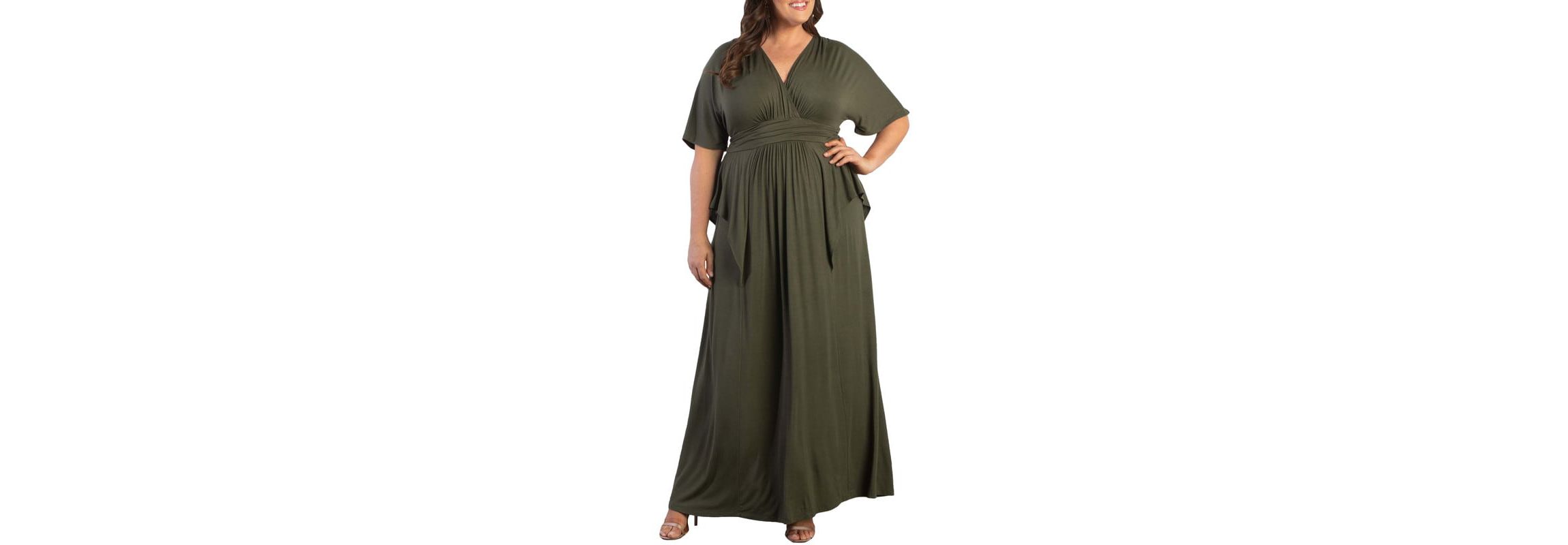 Womens Plus Size Indie Flair Maxi Dress with Kimono Sleeves