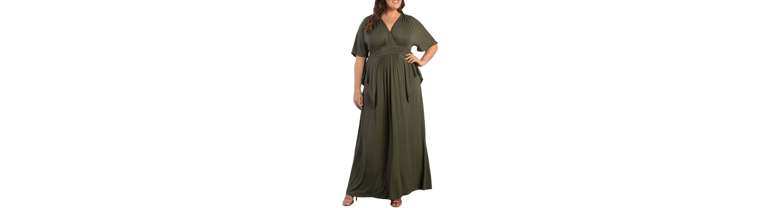 Womens Plus Size Indie Flair Maxi Dress with Kimono Sleeves