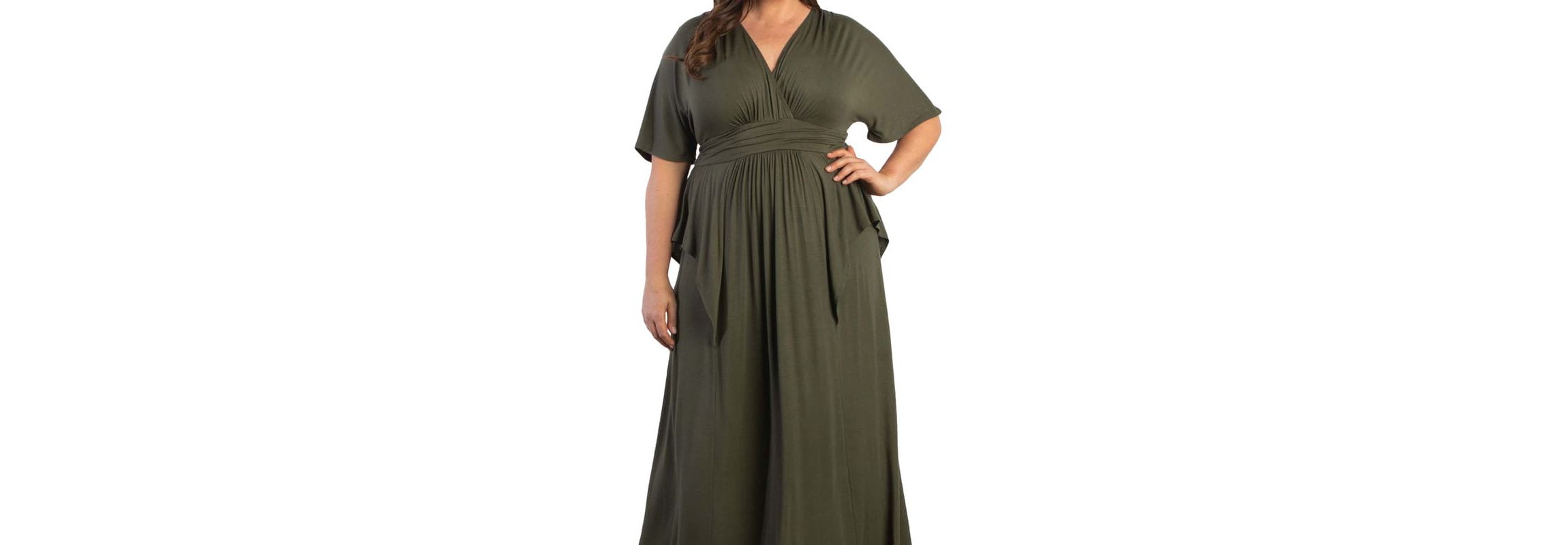 Womens Plus Size Indie Flair Maxi Dress with Kimono Sleeves