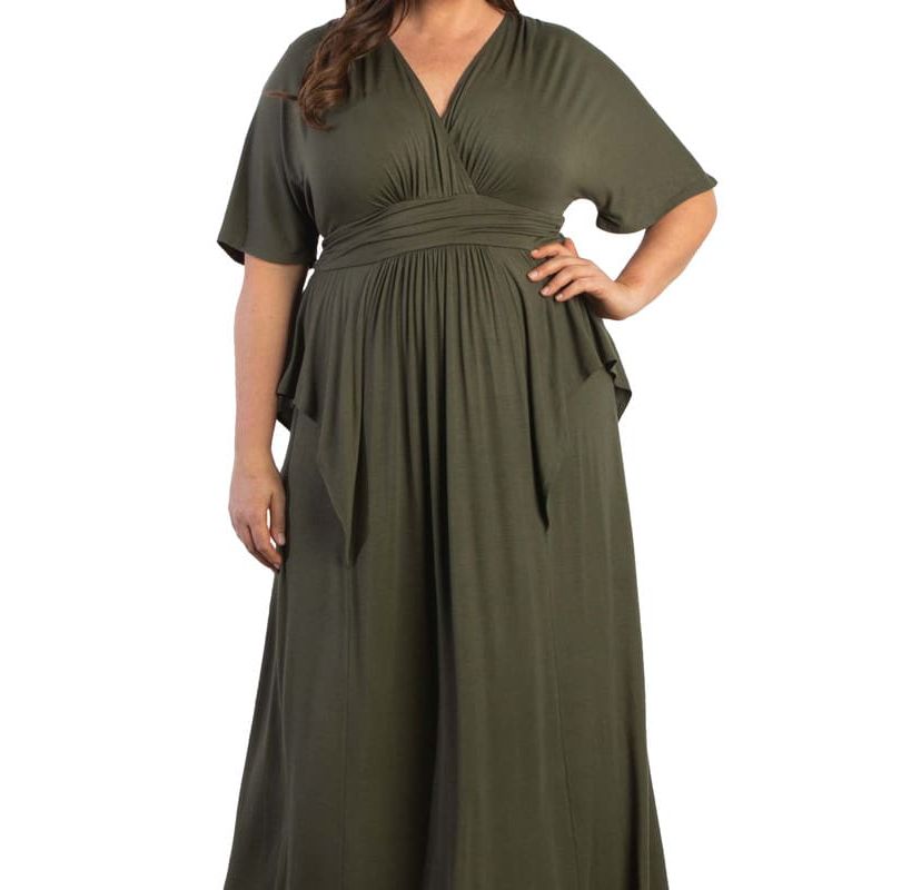 Womens Plus Size Indie Flair Maxi Dress with Kimono Sleeves