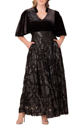 KIYONNA Women's Plus Size Radiant Opulence Evening Gown, Silver, 2X