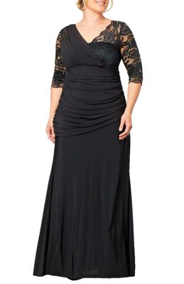 KIYONNA Women's Plus Size Soiree Draped Evening Gown