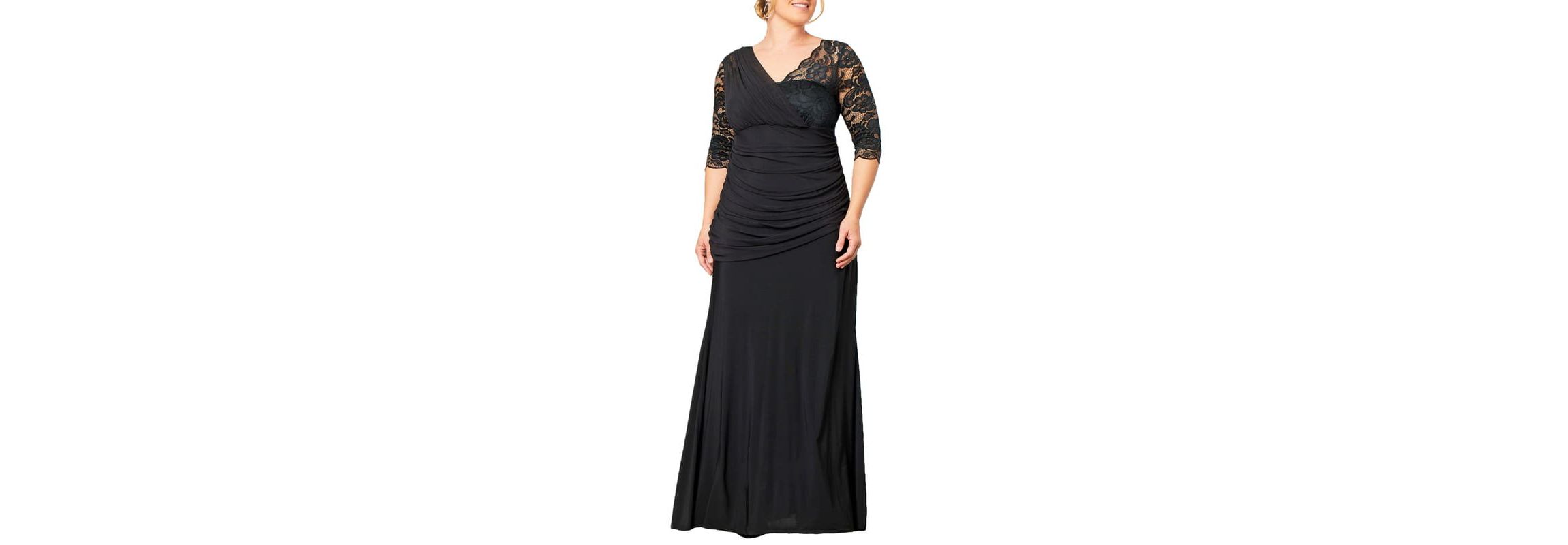 Womens Plus Size Soiree Draped Evening Gown