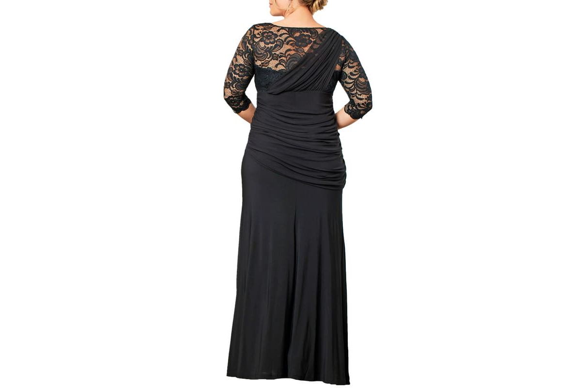 Womens Plus Size Soiree Draped Evening Gown