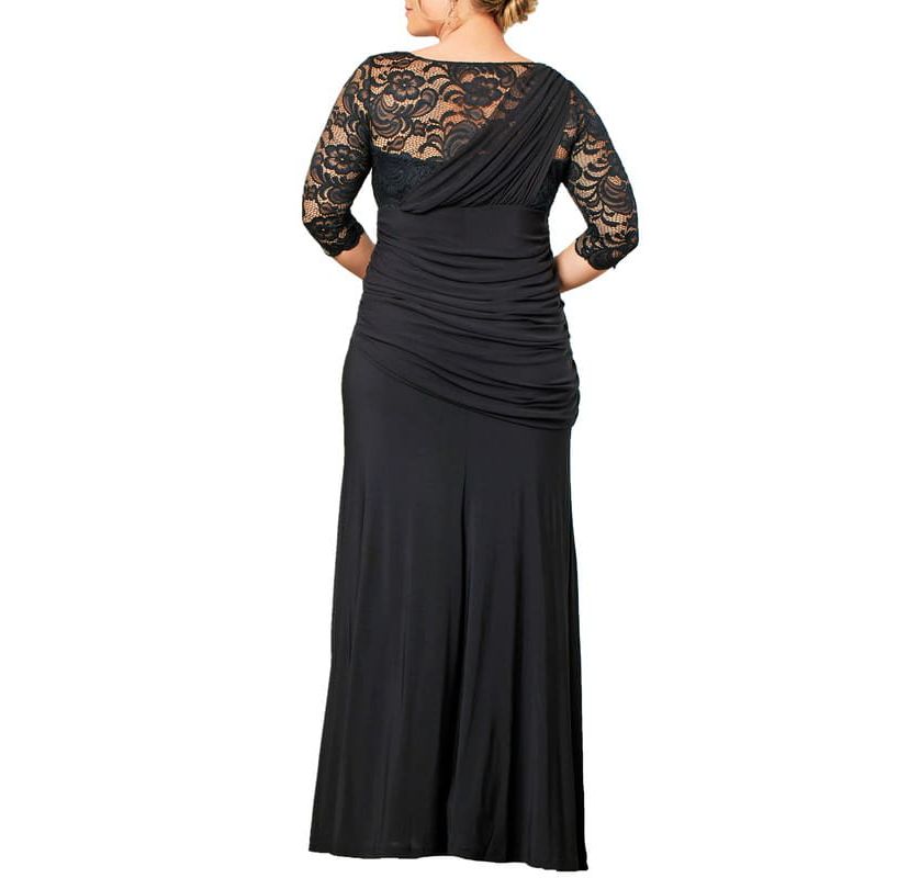 Womens Plus Size Soiree Draped Evening Gown