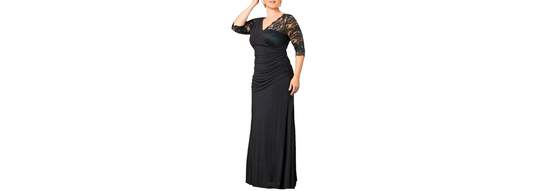 Womens Plus Size Soiree Draped Evening Gown