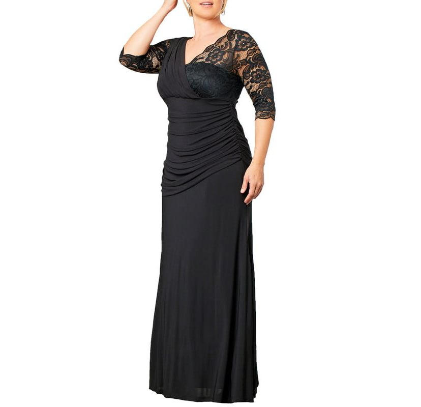 Womens Plus Size Soiree Draped Evening Gown