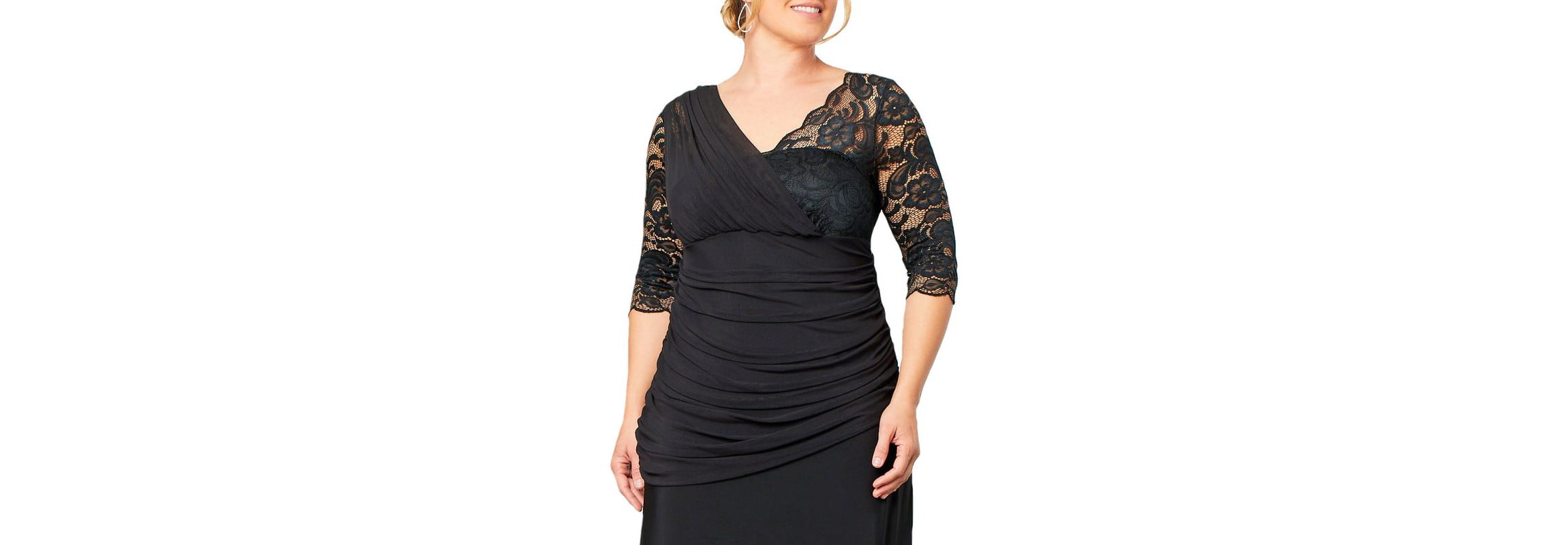 Womens Plus Size Soiree Draped Evening Gown