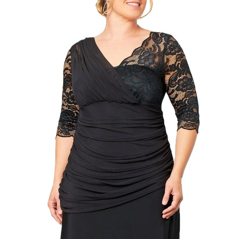 Womens Plus Size Soiree Draped Evening Gown