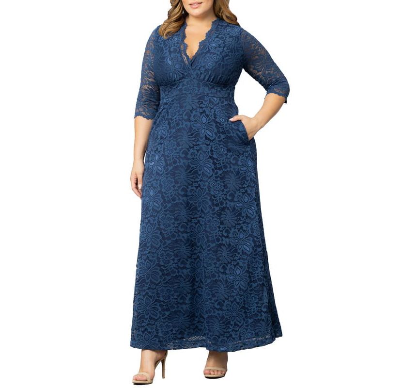 Womens Plus Size Maria Lace Evening Gown