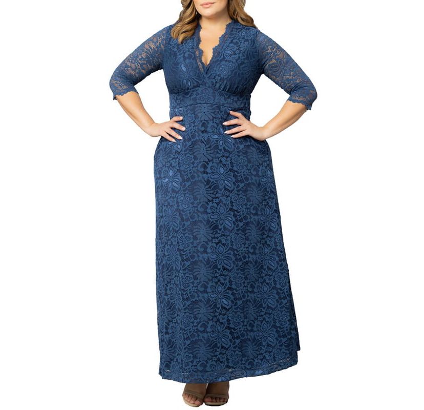 Womens Plus Size Maria Lace Evening Gown