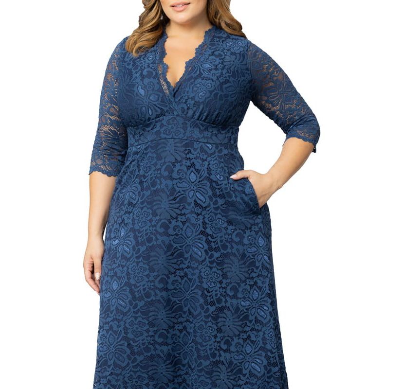 Womens Plus Size Maria Lace Evening Gown