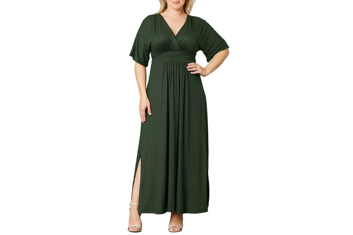Womens Plus Size Vienna Kimono Sleeve Long Maxi Dress