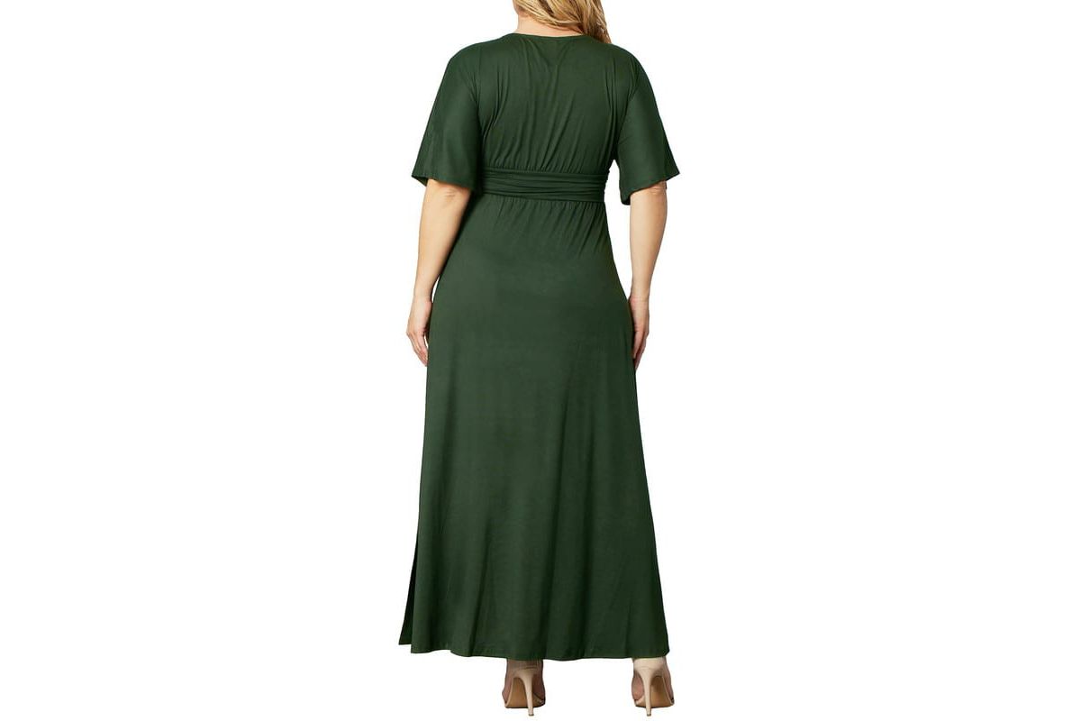 Womens Plus Size Vienna Kimono Sleeve Long Maxi Dress
