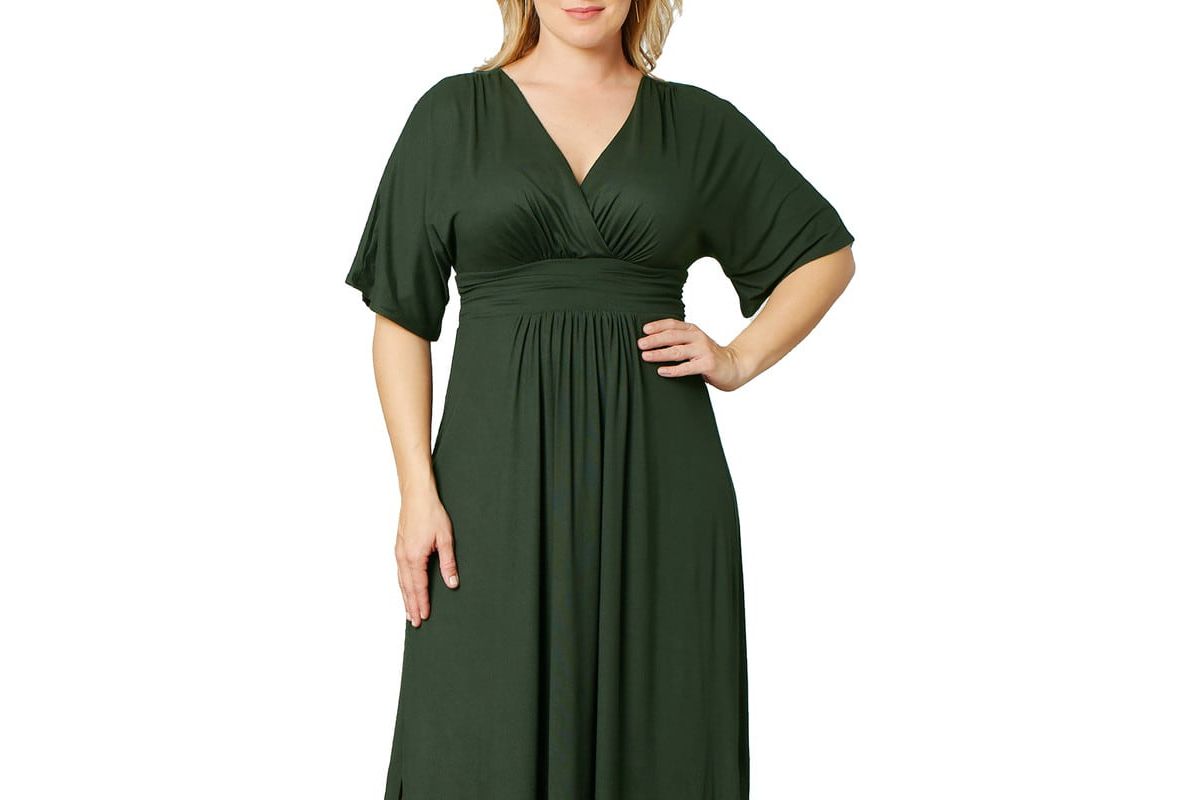 Womens Plus Size Vienna Kimono Sleeve Long Maxi Dress
