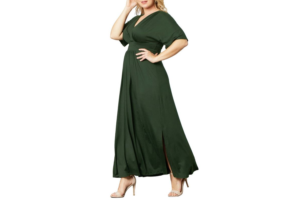 Womens Plus Size Vienna Kimono Sleeve Long Maxi Dress