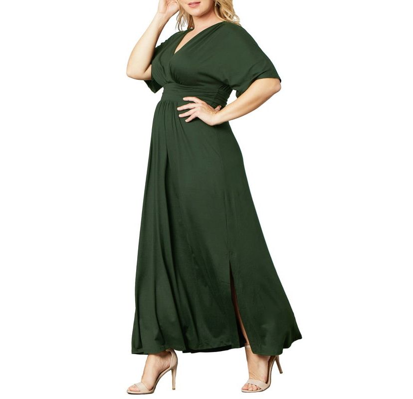 Womens Plus Size Vienna Kimono Sleeve Long Maxi Dress