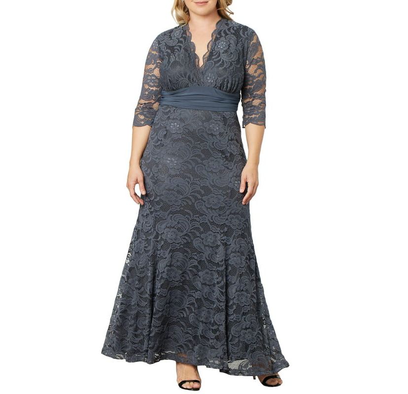 Womens Plus Size Screen Siren Lace Evening Gown