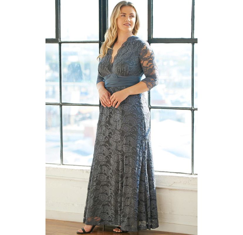 Womens Plus Size Screen Siren Lace Evening Gown