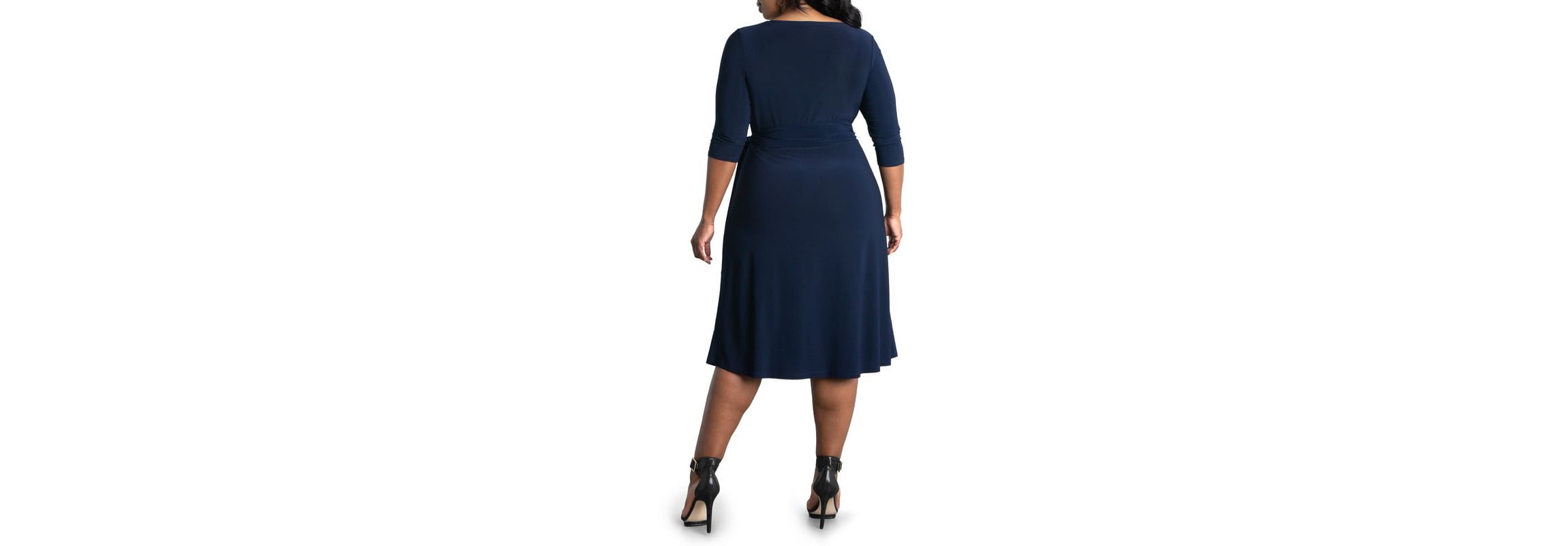 Womens Plus Size Sweetheart Knit Wrap Dress with 3/4 Sleeves