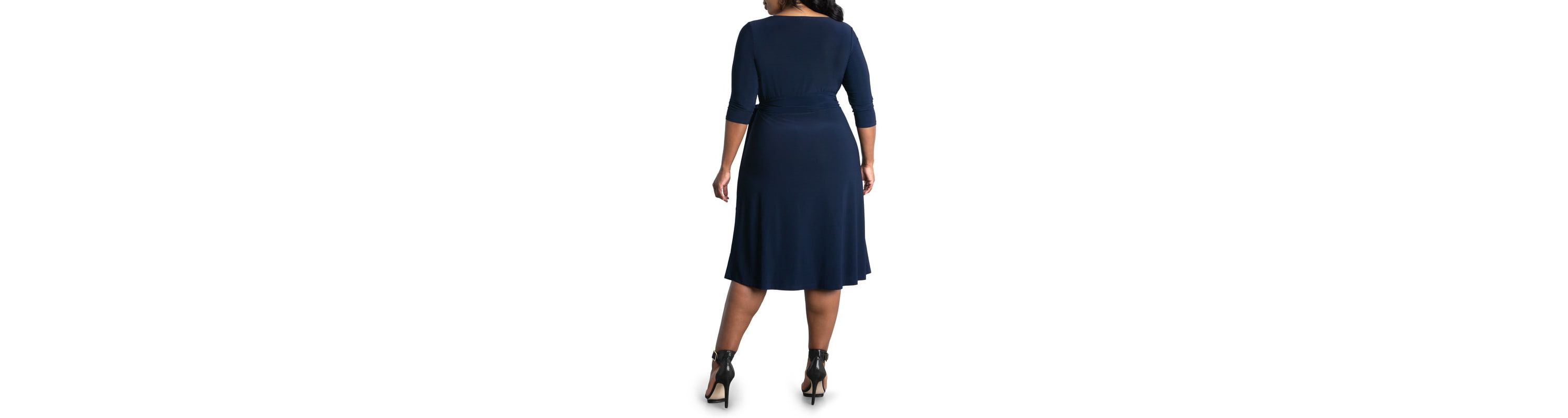 Womens Plus Size Sweetheart Knit Wrap Dress with 3/4 Sleeves