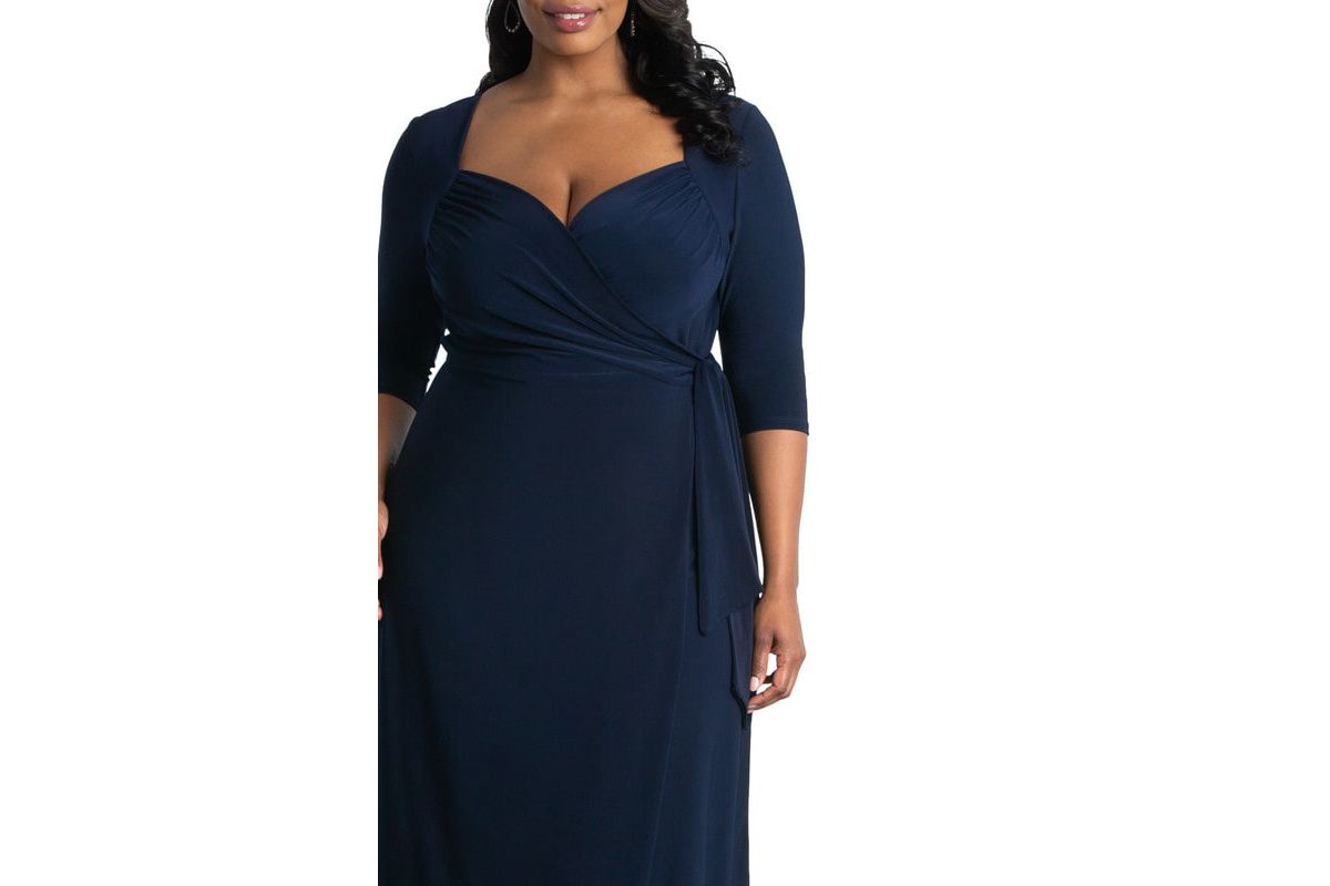 Womens Plus Size Sweetheart Knit Wrap Dress with 3/4 Sleeves