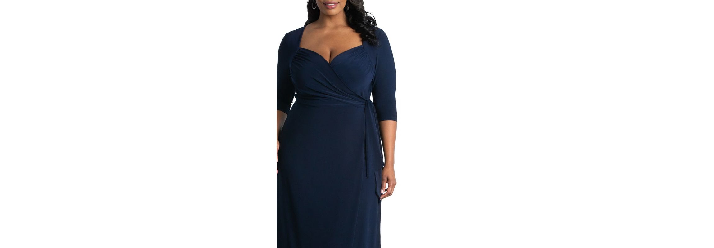 Womens Plus Size Sweetheart Knit Wrap Dress with 3/4 Sleeves