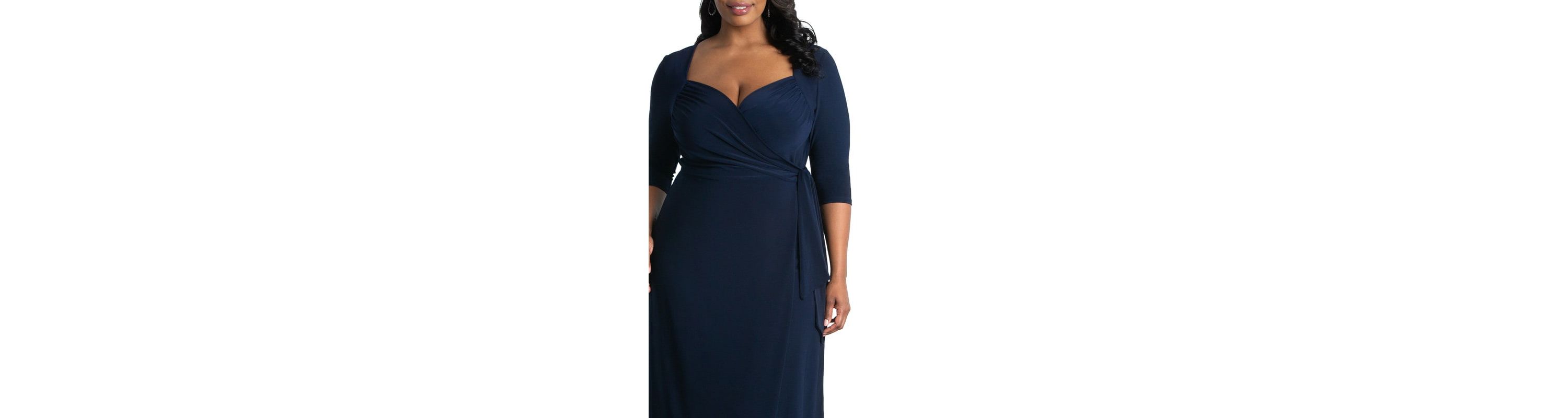Womens Plus Size Sweetheart Knit Wrap Dress with 3/4 Sleeves