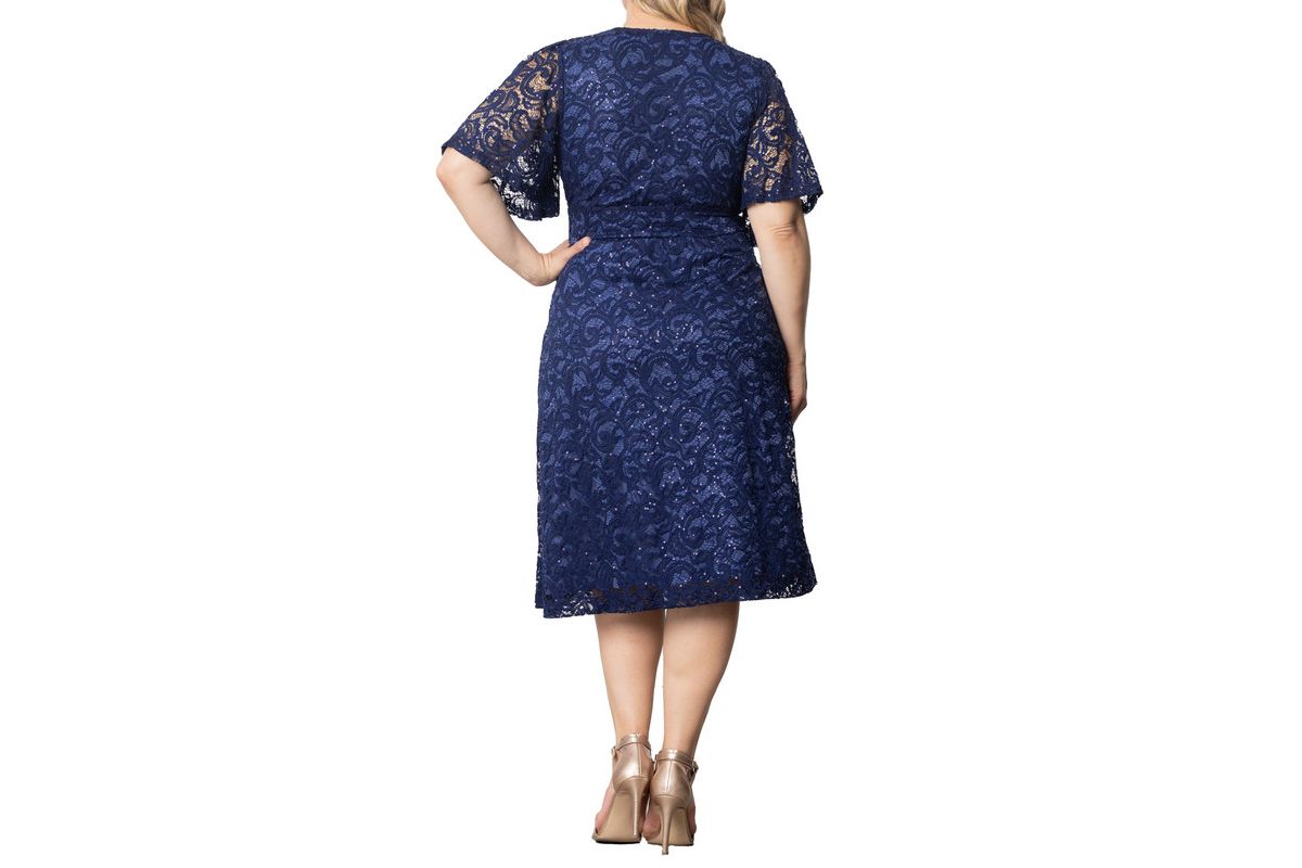 Womens Plus Size Starry Sequined Lace Cocktail Dress