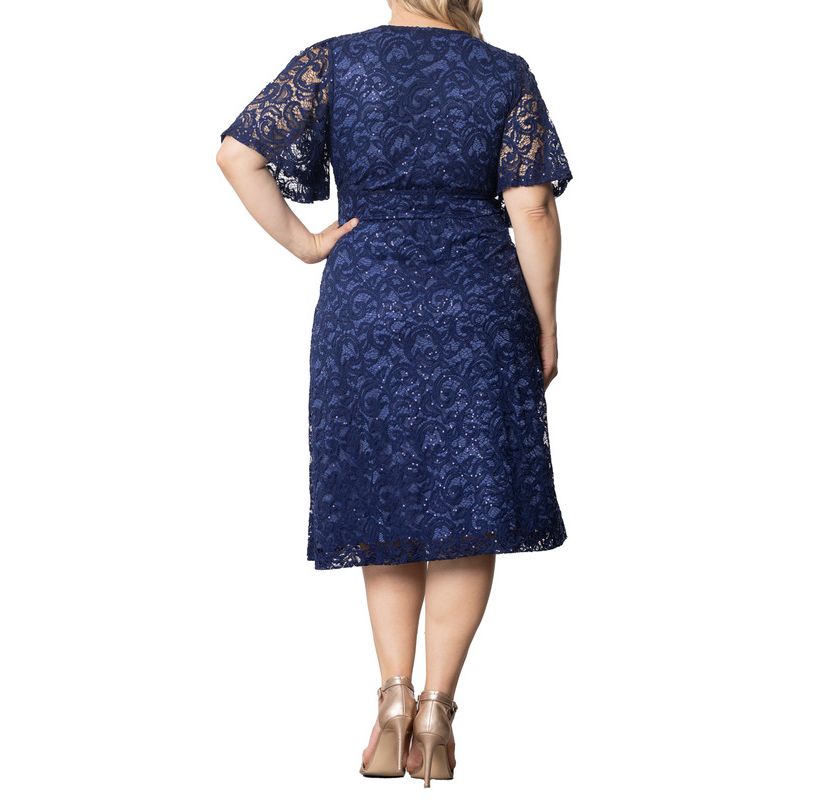 Womens Plus Size Starry Sequin Lace Cocktail Dress