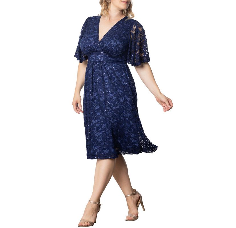 Womens Plus Size Starry Sequin Lace Cocktail Dress