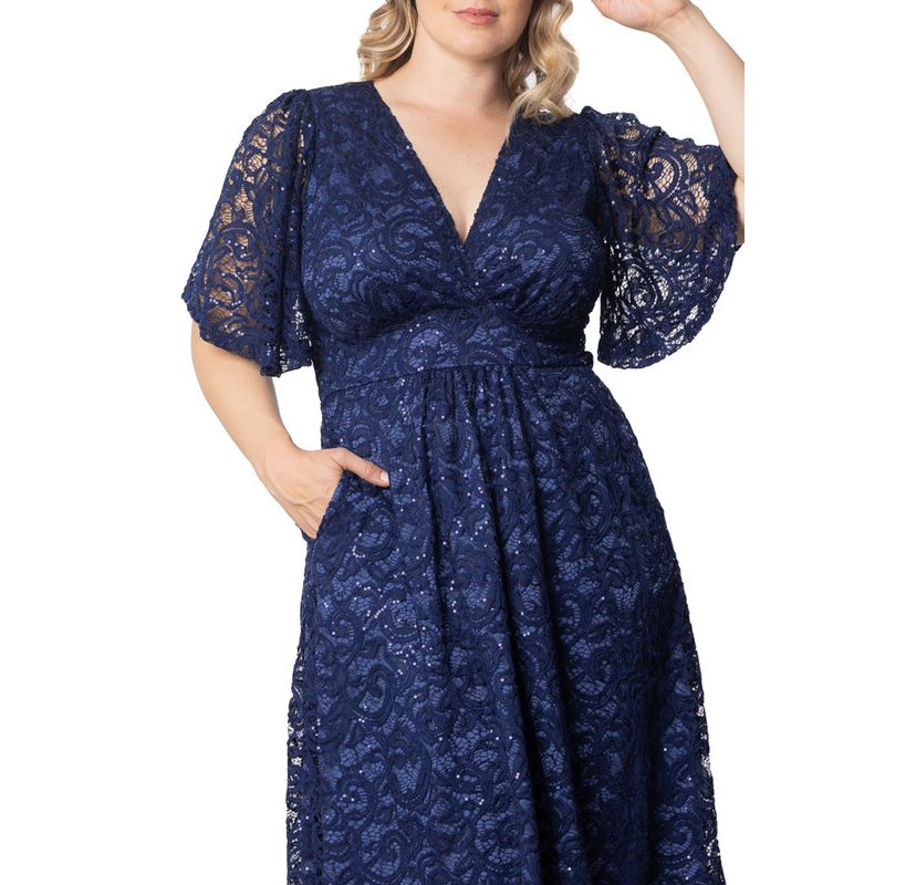 Womens Plus Size Starry Sequin Lace Cocktail Dress