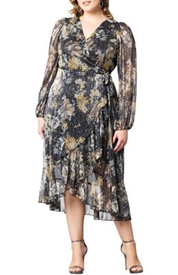 KIYONNA Women's Plus Size Clara Sparkling Long Sleeve Wrap Dress