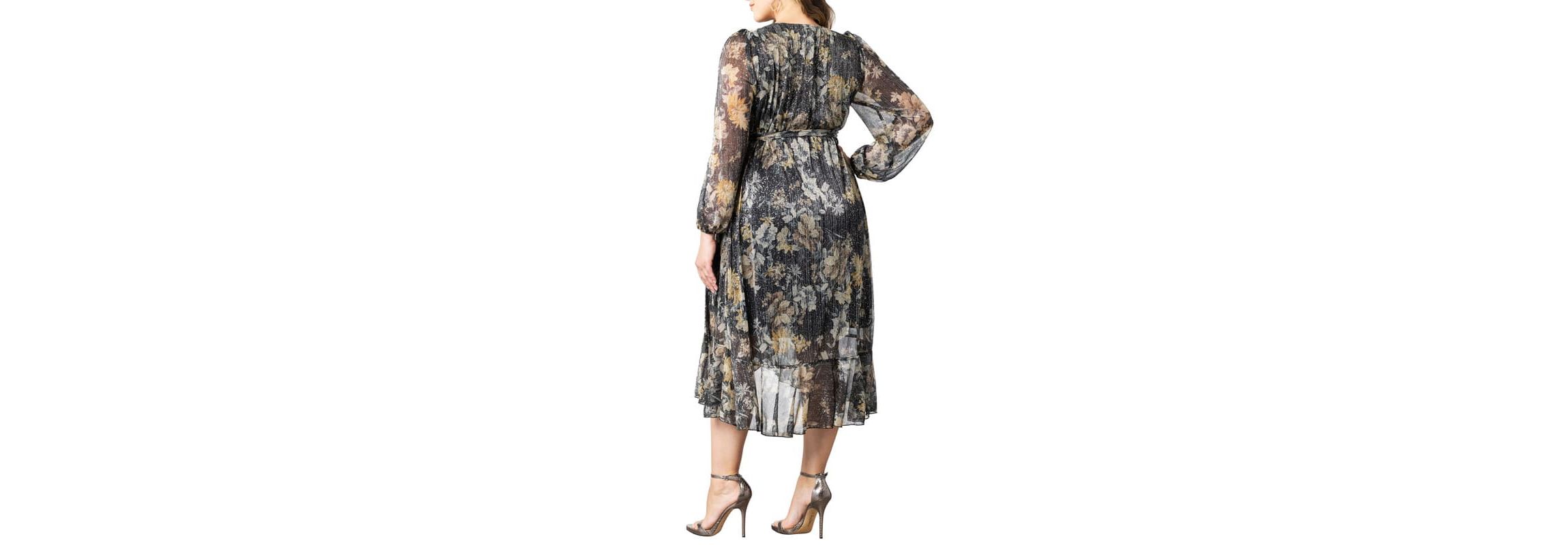 Womens Plus Size Clara Long Sleeve Chiffon Wrap Dress