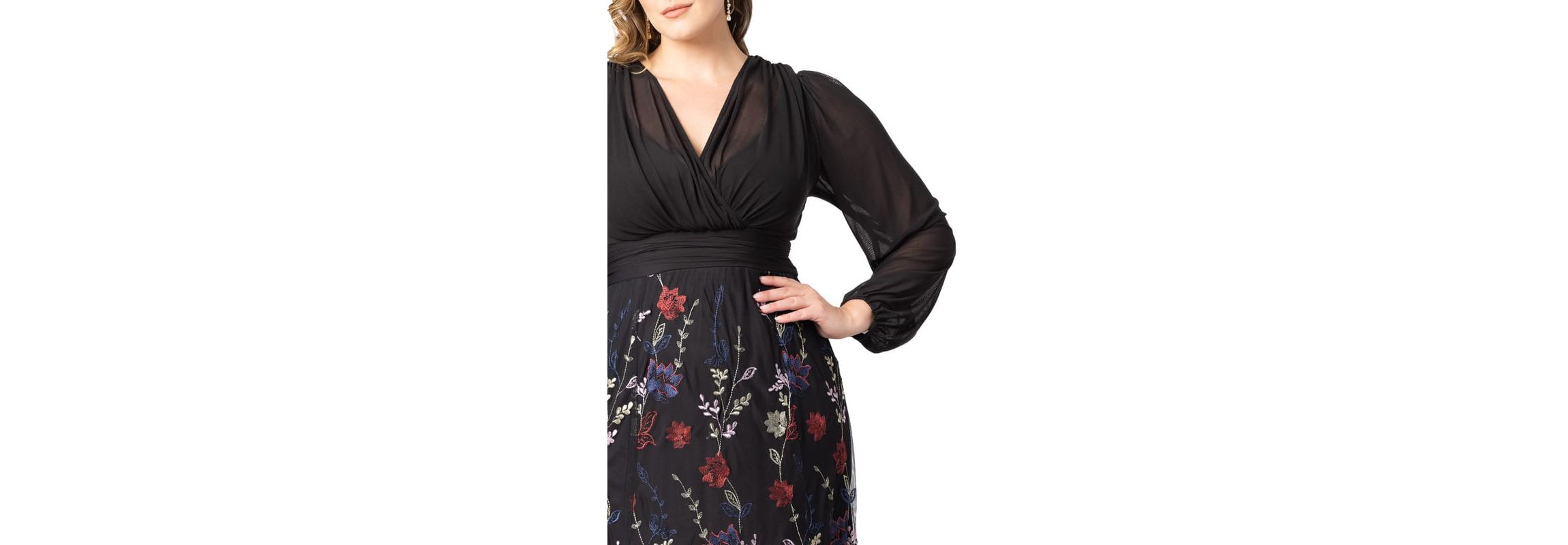 isabella embroidered dress Kiyonna Women's Isabella Embroidered Mesh Formal Gown