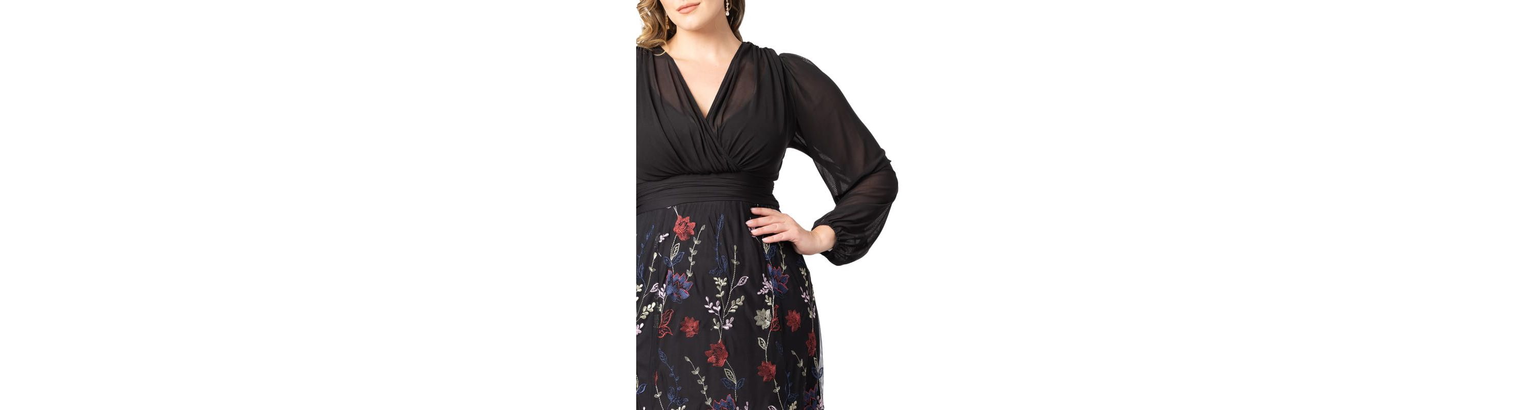 Womens Plus Size Isabella Embroidered Mesh Formal Gown