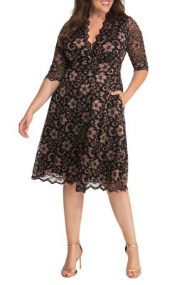 KIYONNA Women's Plus Size Mon Cherie Floral Lace Cocktail Dress, Gold, 4X