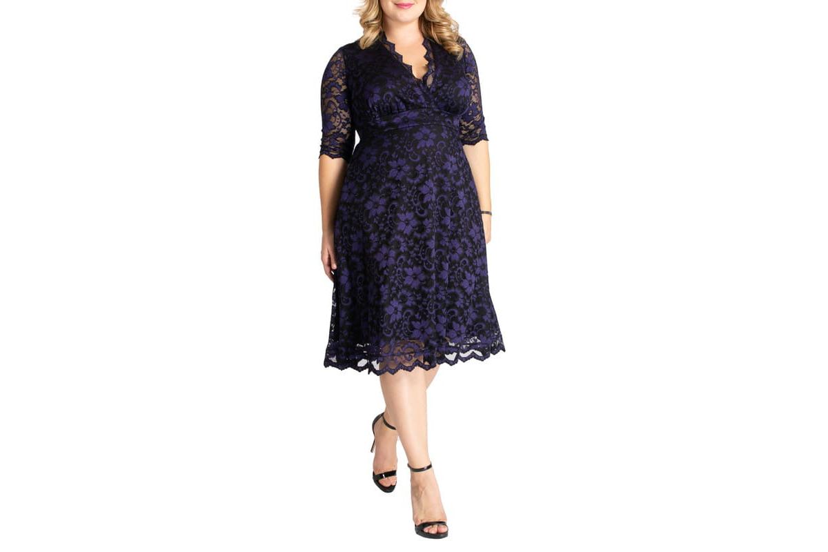 Womens Plus Size Mon Cherie Floral Lace Cocktail Dress