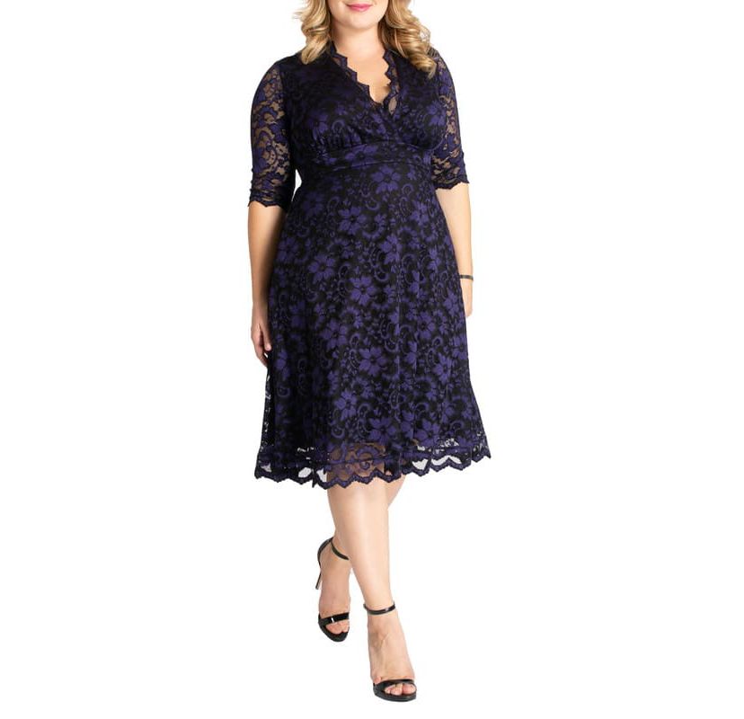 Womens Plus Size Mon Cherie Floral Lace Cocktail Dress