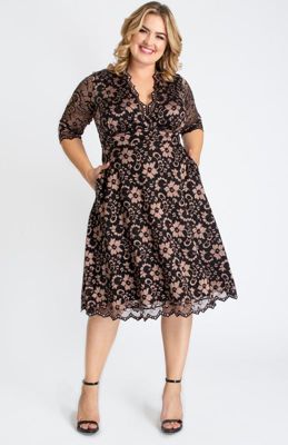 Women's Plus Mon Cherie Floral Lace Cocktail Dress