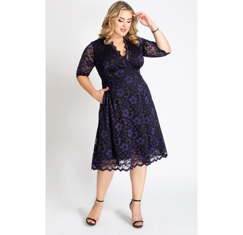 Womens Plus Size Mon Cherie Floral Lace Cocktail Dress