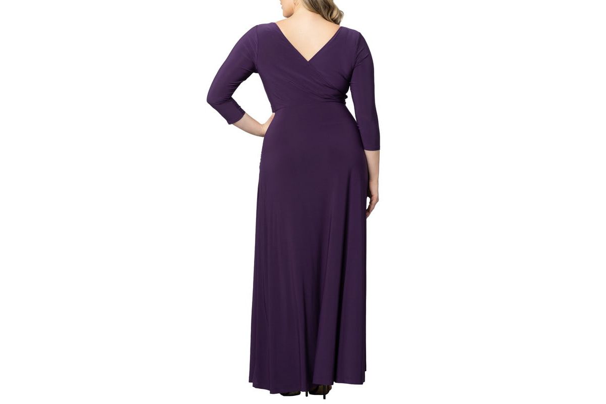 Womens Plus Size Gala Glam V Neck Evening Gown